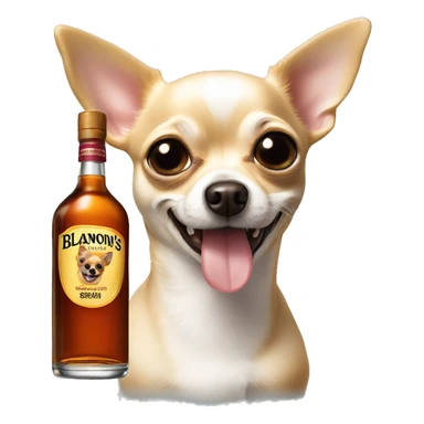 Realistic Chihuahua with a bottle of Blanton’s bourbon  sticker