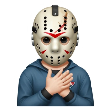 Jason Voorhees, looking cute, with his hands clasped in front of him, at a sideways angle, looks like he is in love sticker