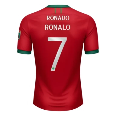 Create back side jersey of Portugal football team of red colour. Name "RONALDO" jersey no 7. sticker