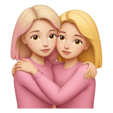 soft pastel pinterest illustration, two women hugging, warm beige pink yellow tones, gentle grain texture, no background, emotional and supportive mood, minimal composition sticker