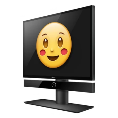 smart 4k big thin screen tv, centered, screen turned off, iPhone emoji style, modern stand sticker