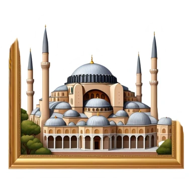 Cinematic Realistic Hagia Sophia Landmark Emoji, depicted with the majestic historic architecture rendered with intricate detail and dramatic, timeless lighting. sticker