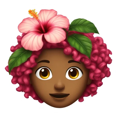 hibiscus on a curly head girl sticker