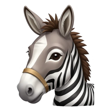 A donkey with a zebra head, donkey body with brown fur and zebra head with black and white stripes sticker