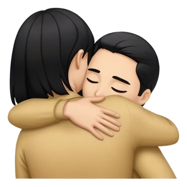 Couple hugging show from behind black hair sticker