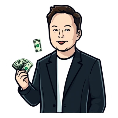Elon musk holdin money  sticker