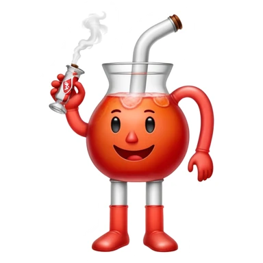 Kool-Aid man with visible arms and legs smoking a bong sticker
