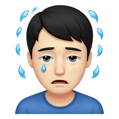 man crying with black hair sticker