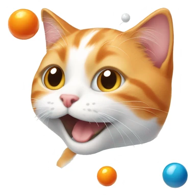 Orange and white cat playing with marbles sticker