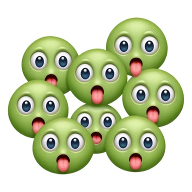 A group of germs all with their tongues out abd big eyes blushing sticker