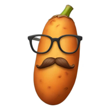 sweet potato with glasses and a beard sticker