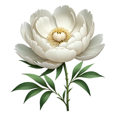 single white Peony, straight stem sticker