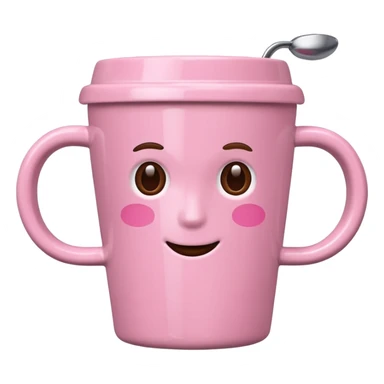 pink coffee cup without eyes sticker