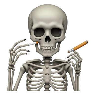 A skeleton with a cigarette  sticker
