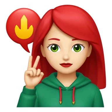 Tag vermelha com uma flecha pra cima verde do lado sticker