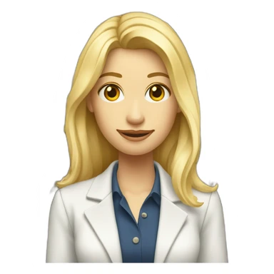 Blond architect, with mid long blond hair, posing next to a eooden house sticker