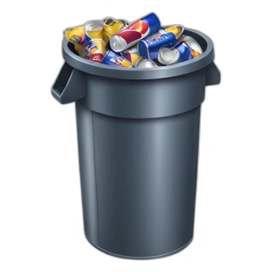 a garbage can full of redbull cans sticker