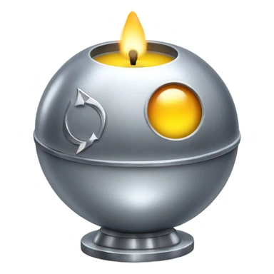 Silver pinball with a lit candle on top sticker