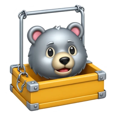 silver colored bear-trap emoji styled, emoji style sticker