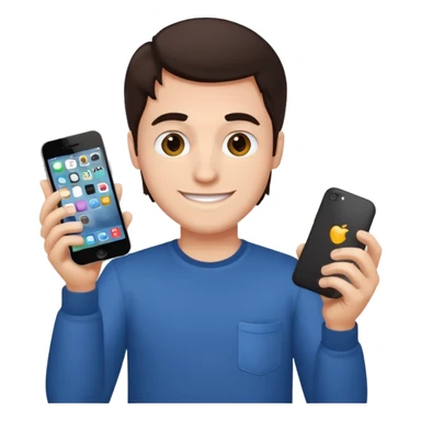 make a white guy with dark brown hair repairing an iphone happy sticker