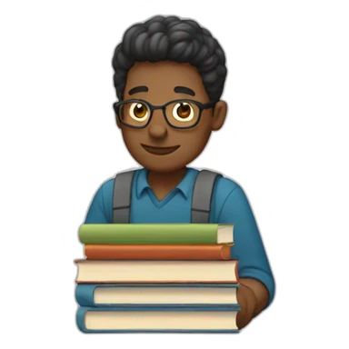 writer with a stack of books sticker