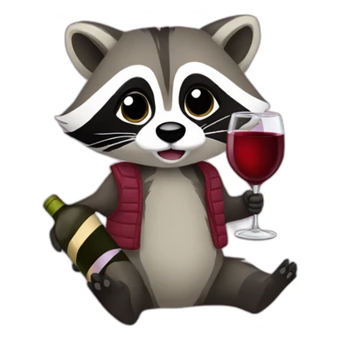 raccoon-with-wine sticker