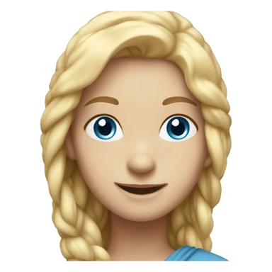 smiling girl with long blonde hair blue eyes and light blue scarf loosely covering head  sticker