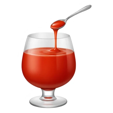 tomato puree in a glass glass transparent with one spoon floating above sticker