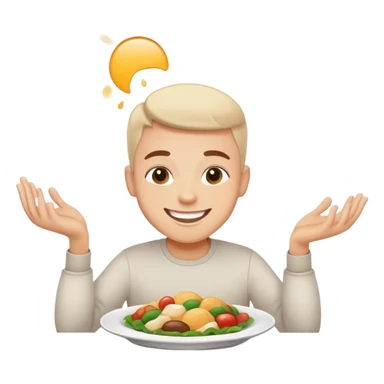 person finishing all the food on their plate, smiling, simple and expressive sticker