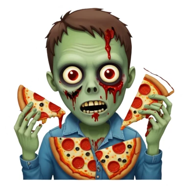 zombie eating pizza slice sticker