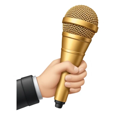 Uma mão segurando um microfone sticker