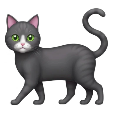 full body gorgeous solid dark grey cat with green eyes, white paws and white whiskers walking sticker