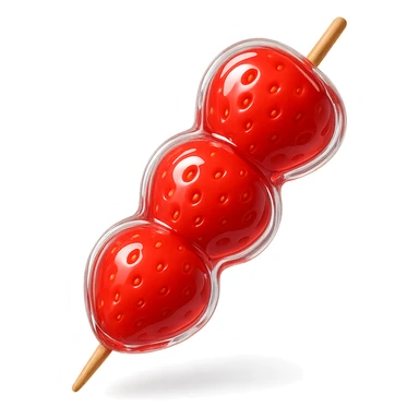 glossy red candied strawberry skewers (Tanghulu) with a crystal-clear sugar coating, realistic, no electronic or tech elements sticker