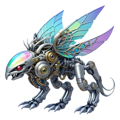 Mechanical cybernetic complex iridescent aesthetic-scenery-Fakémon-creature sticker