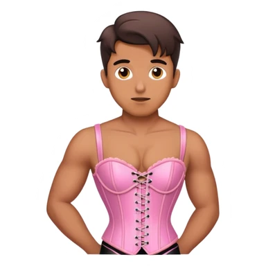 A man wearing a pink corset sticker