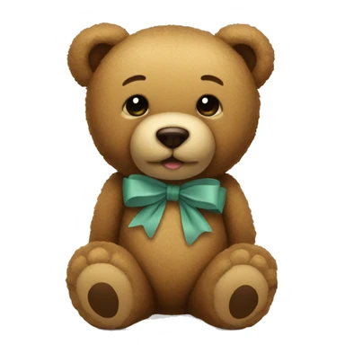 A teddy bear with a bow sticker