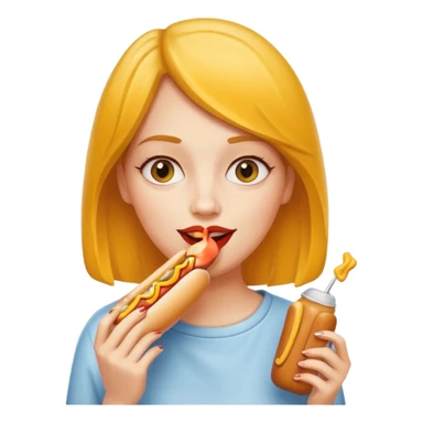 woman eating hot dog  sticker