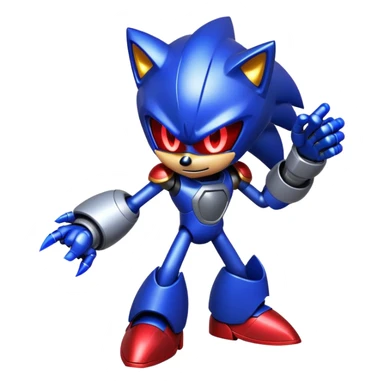 Metal Sonic, charging up energy, electricity effects, villainous expression sticker