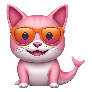 Pink shark cat orange sunglases smiling sticker