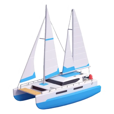A catamaran with a white background. No wording or lettering on the boat.  sticker
