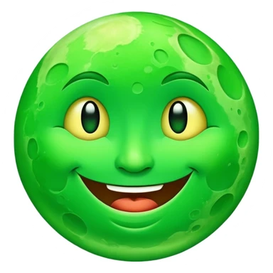 green smiling moon face sticker
