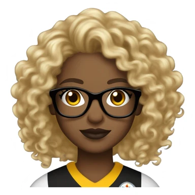Steelers nfl girl brown skin full lips long blonde curly glasses sticker