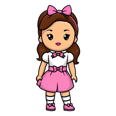 Bratz doll with brown hair and pink bow sticker