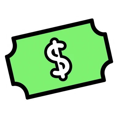 A green raffle ticket with a number on it, green color scheme sticker