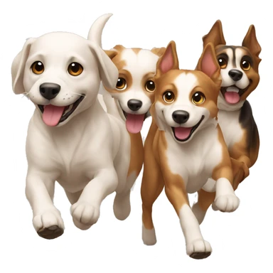 3 dogs  running together sticker