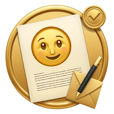 Contract golden paper signed, warranty sticker