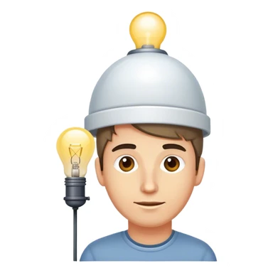 caucasian programmer with lamp on a head sticker