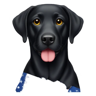 Black Labrador with American flag sticker