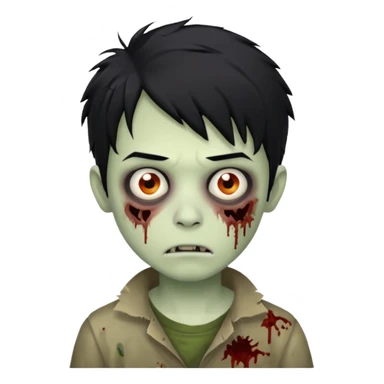 boy zombie with messy black hair sticker