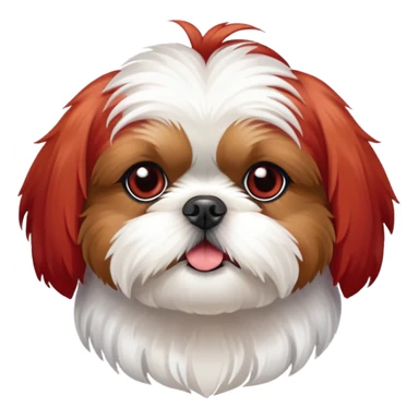 Shih tzu with red and white hair sticker